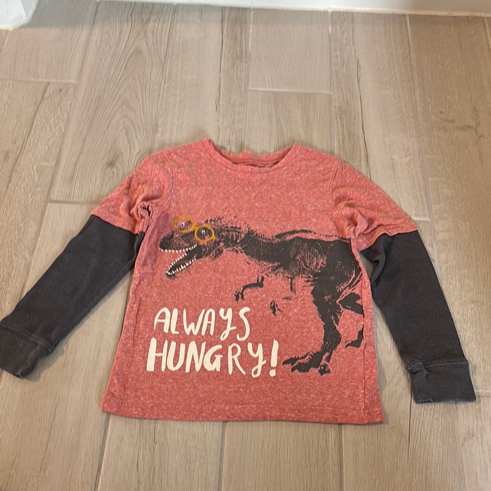 Jumping Beans Red and Gray Dinosaur Long Sleeve Tee